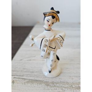 Vintage lefton girl banjo dancing band 2165‎ figurine vintage sculpture